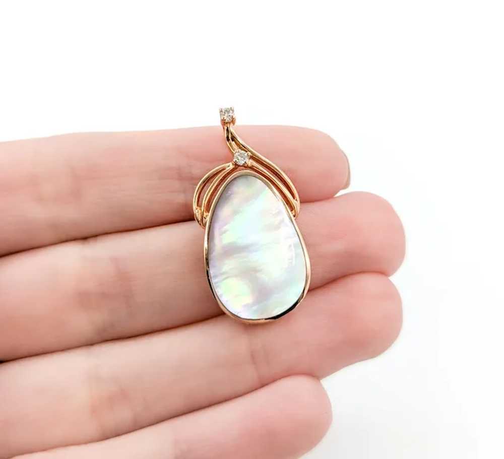 Vintage 14k Rose Gold Mother of Pearl and Diamond… - image 4