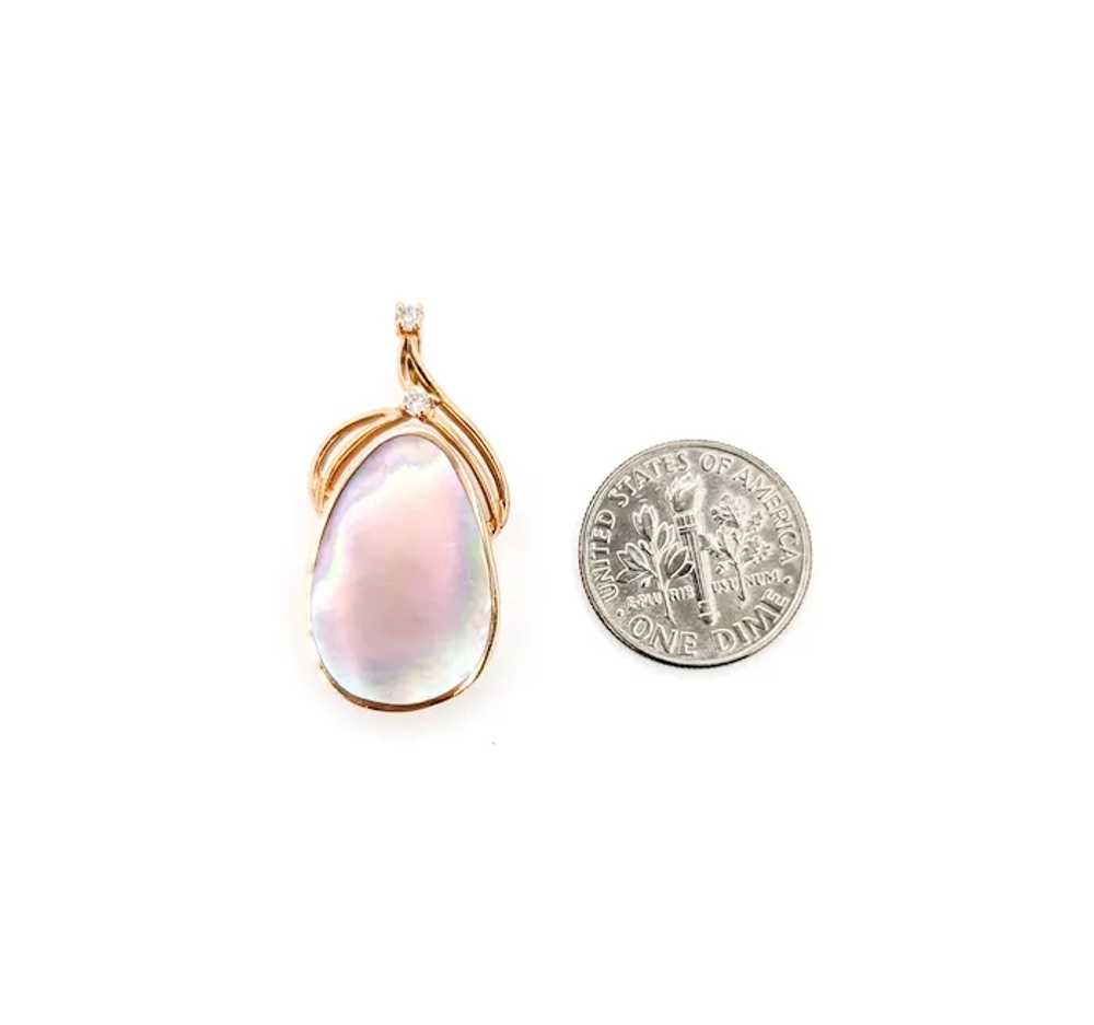 Vintage 14k Rose Gold Mother of Pearl and Diamond… - image 5