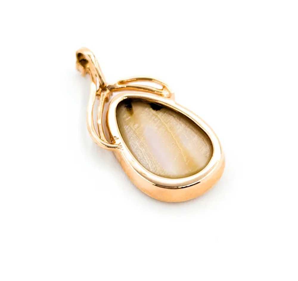 Vintage 14k Rose Gold Mother of Pearl and Diamond… - image 6