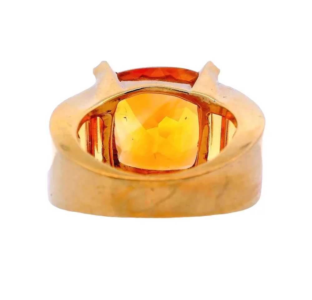 Retro 18k Gold Ring with Citrine & Diamonds - image 5