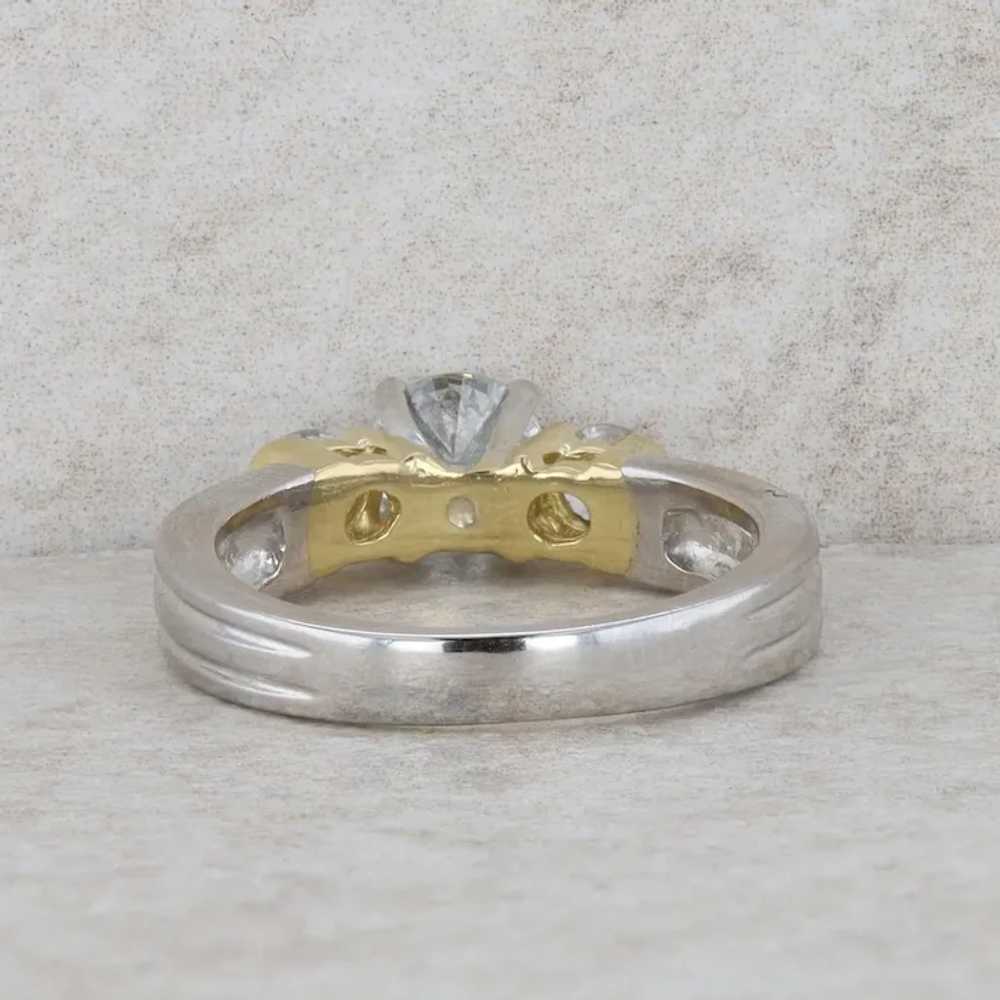 Platinum and 18k Yellow Gold Three Stone Diamond … - image 3