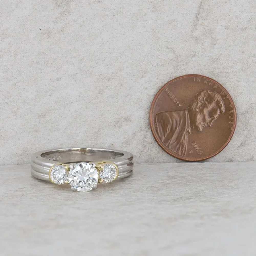 Platinum and 18k Yellow Gold Three Stone Diamond … - image 6