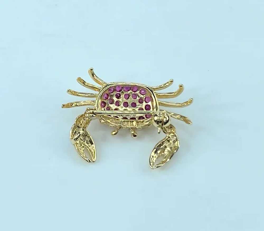 Ruby and Diamond Crab Design Brooch / Pendant 14K - image 8