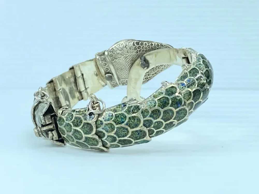 Margot De Taxco Enamel Sterling Silver Snake Brac… - image 7