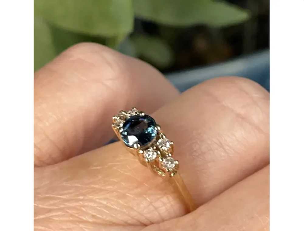 Sapphire Ring 14k Yellow Gold Unique Engagement R… - image 5