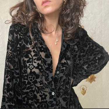 Suchada Vintage 90's Silk/Rayon Velvet Burnout Org