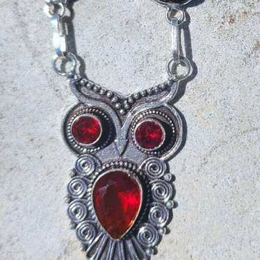 Two Piece Necklace and Bracelet Set Red Crystal O… - image 1