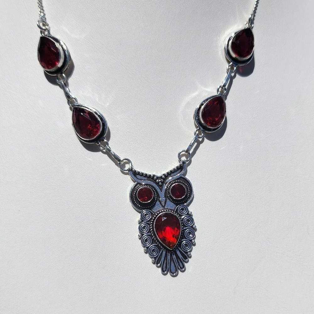 Two Piece Necklace and Bracelet Set Red Crystal O… - image 4