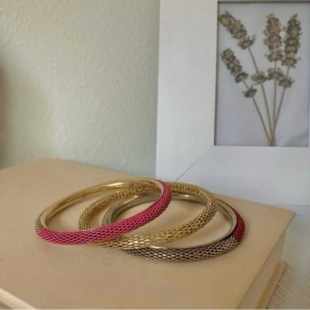 Vintage Red Gold Bangles Bracelet Set of Three “T… - image 3