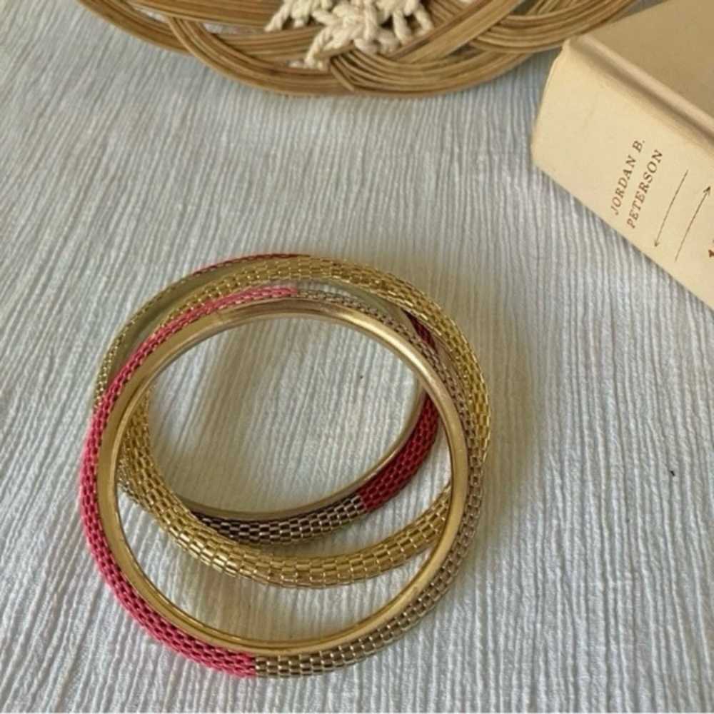 Vintage Red Gold Bangles Bracelet Set of Three “T… - image 5