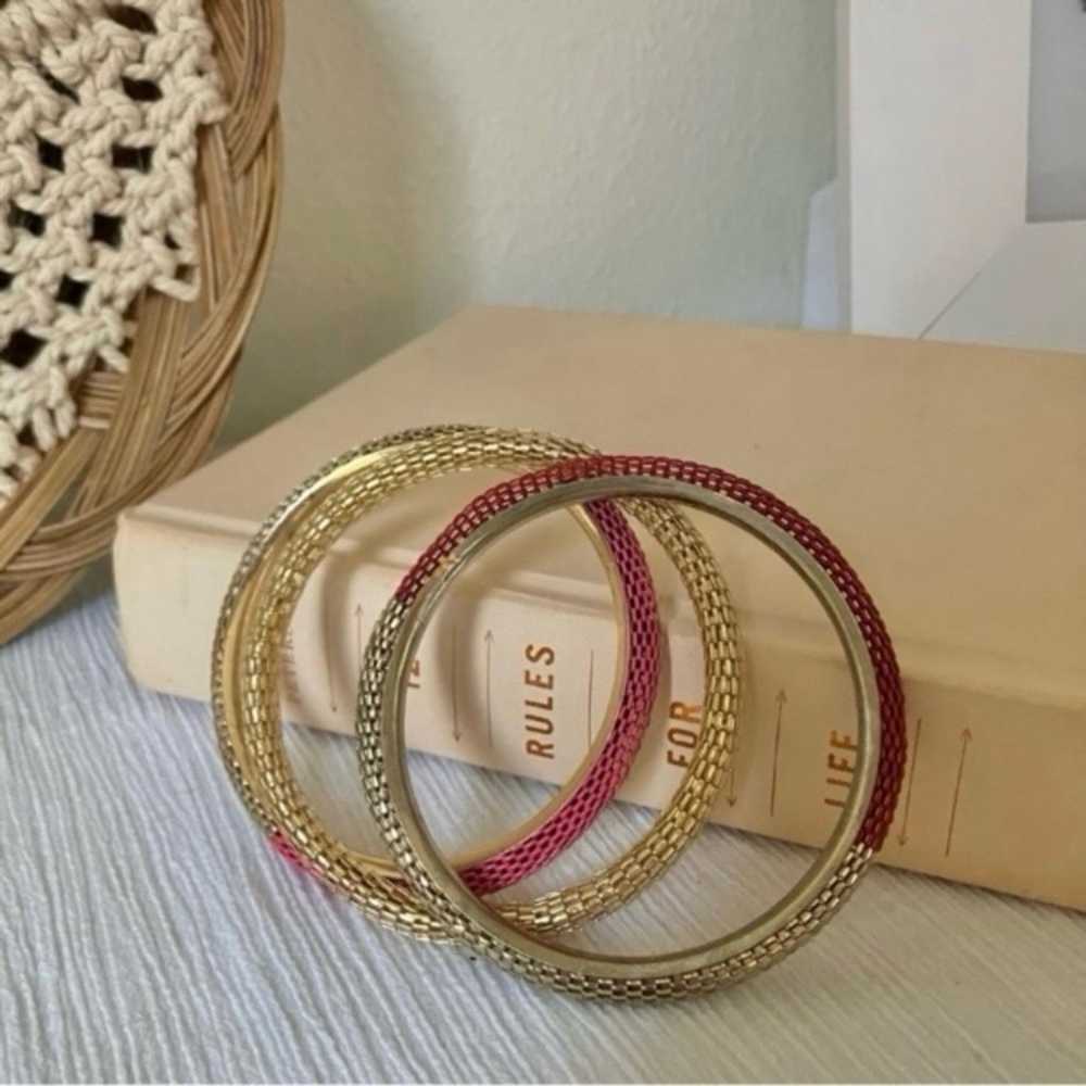 Vintage Red Gold Bangles Bracelet Set of Three “T… - image 6