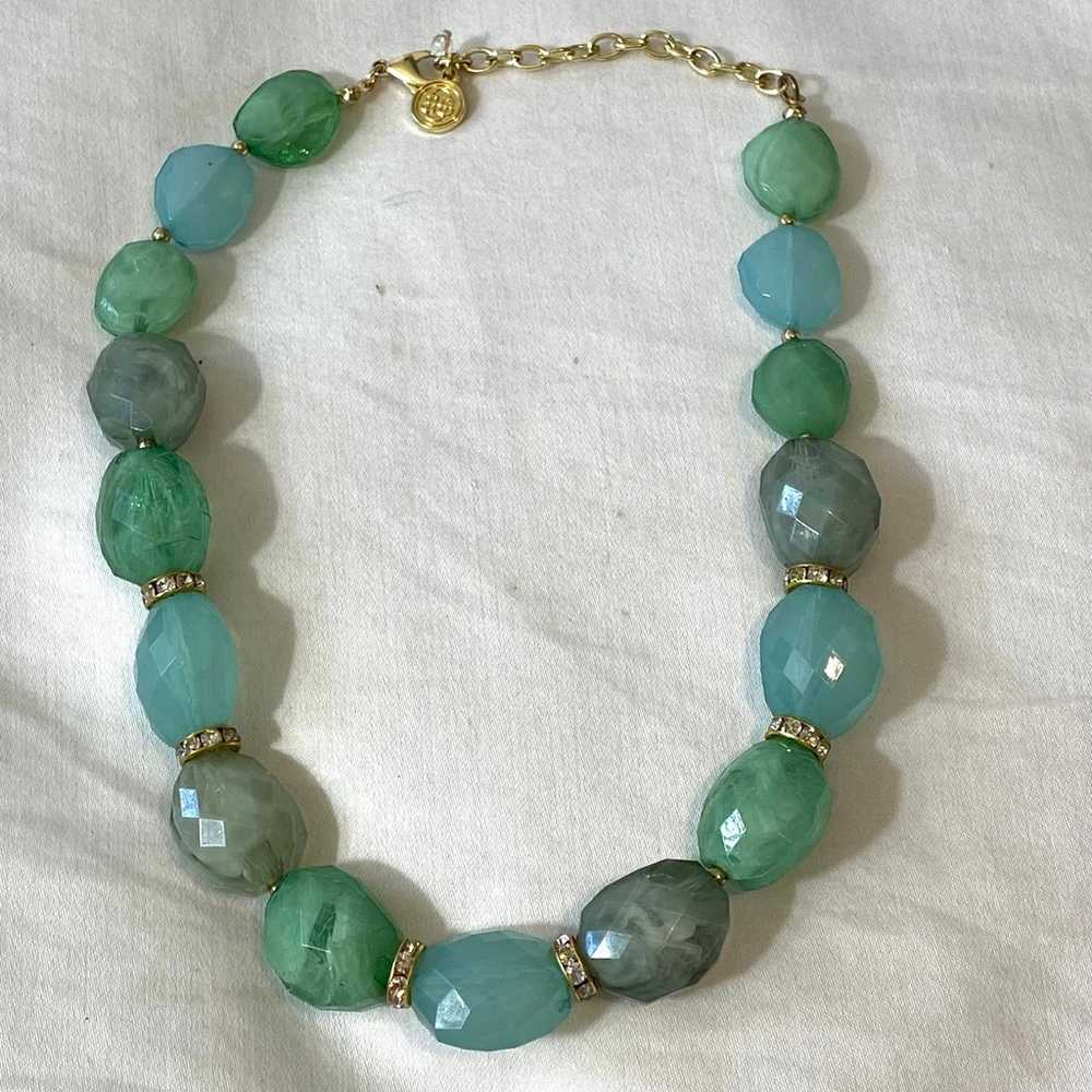 Vintage BB Necklace Bill Blass? Green Bead Neckla… - image 1