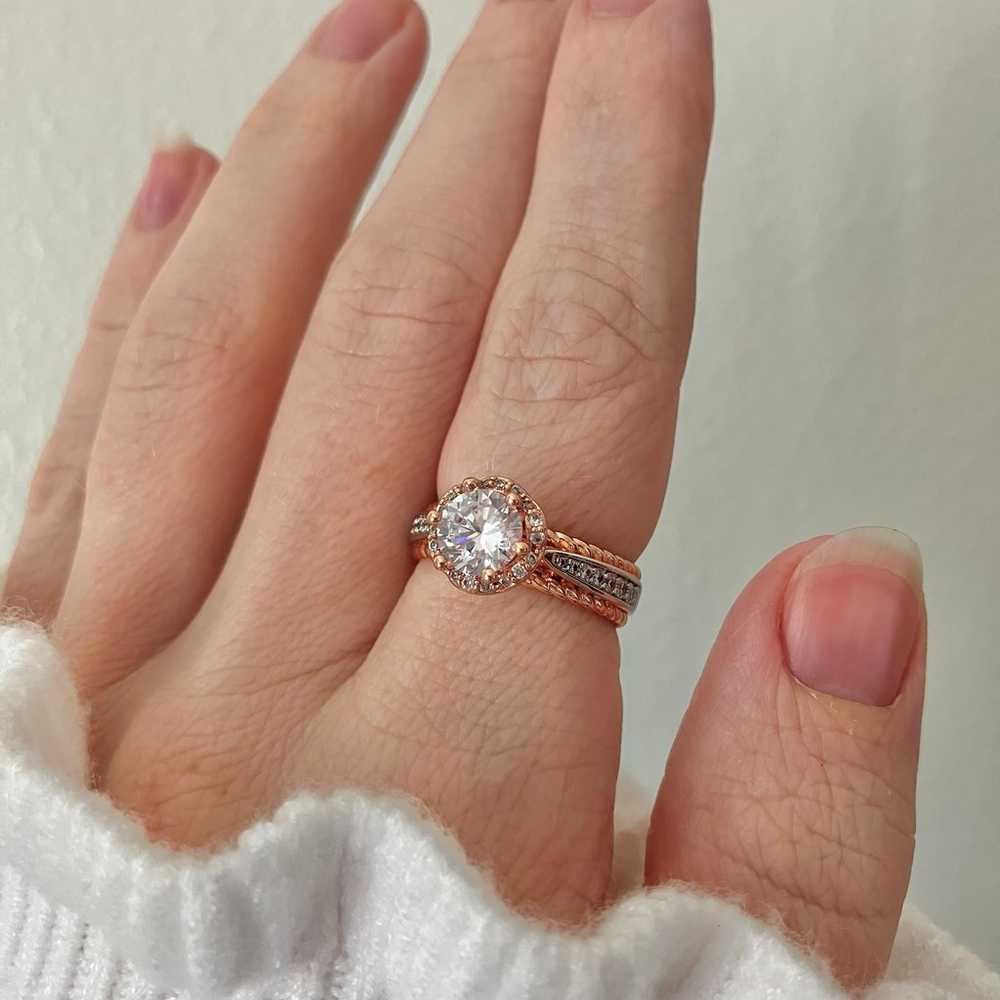 Vintage Rosegold Round Halo Silver Ring “Evadne” … - image 2