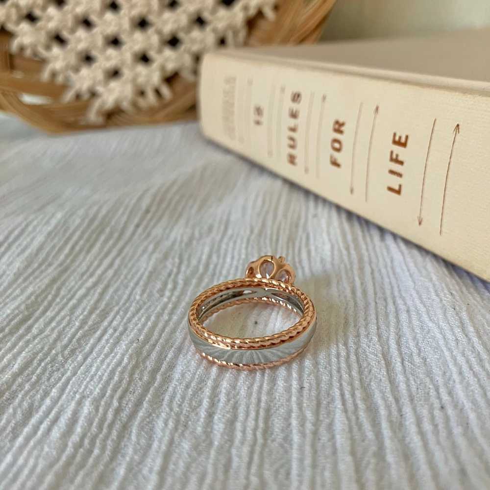 Vintage Rosegold Round Halo Silver Ring “Evadne” … - image 7