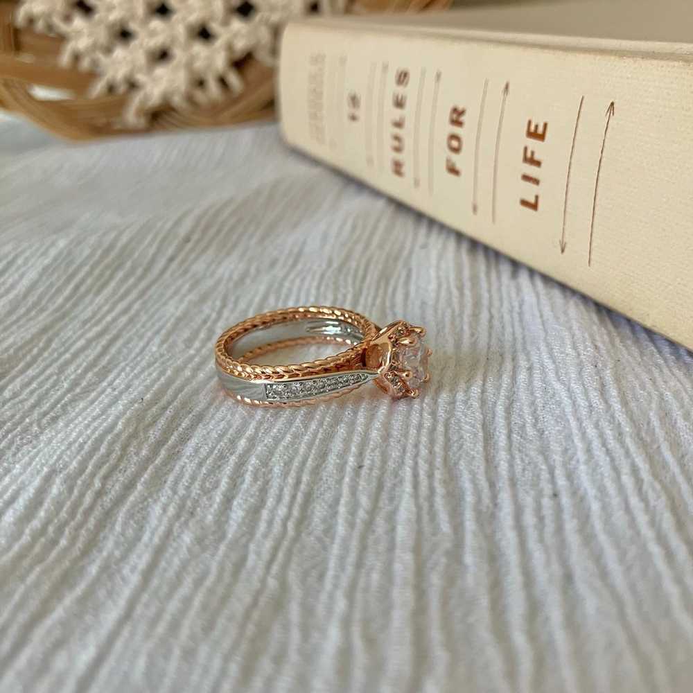 Vintage Rosegold Round Halo Silver Ring “Evadne” … - image 8