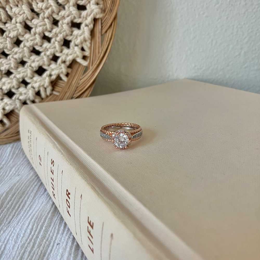 Vintage Rosegold Round Halo Silver Ring “Evadne” … - image 9