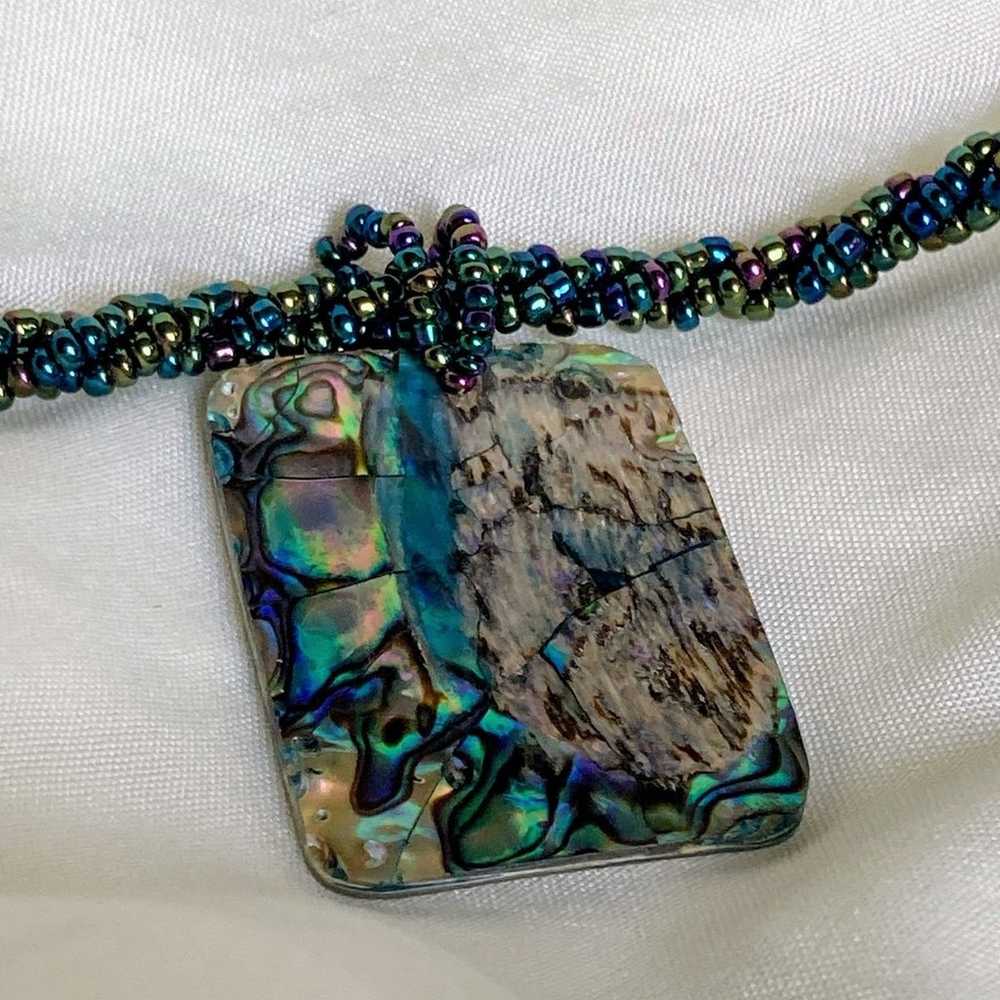 Abalone Shell Pendant Necklace & Abalone Earrings - image 2