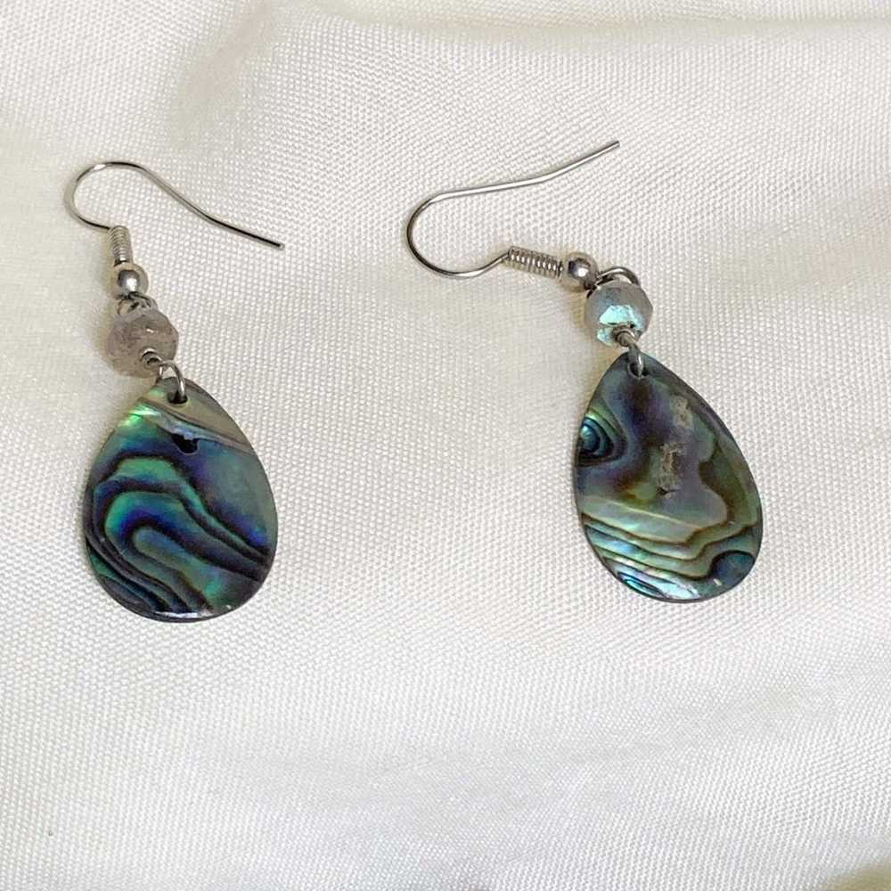 Abalone Shell Pendant Necklace & Abalone Earrings - image 3