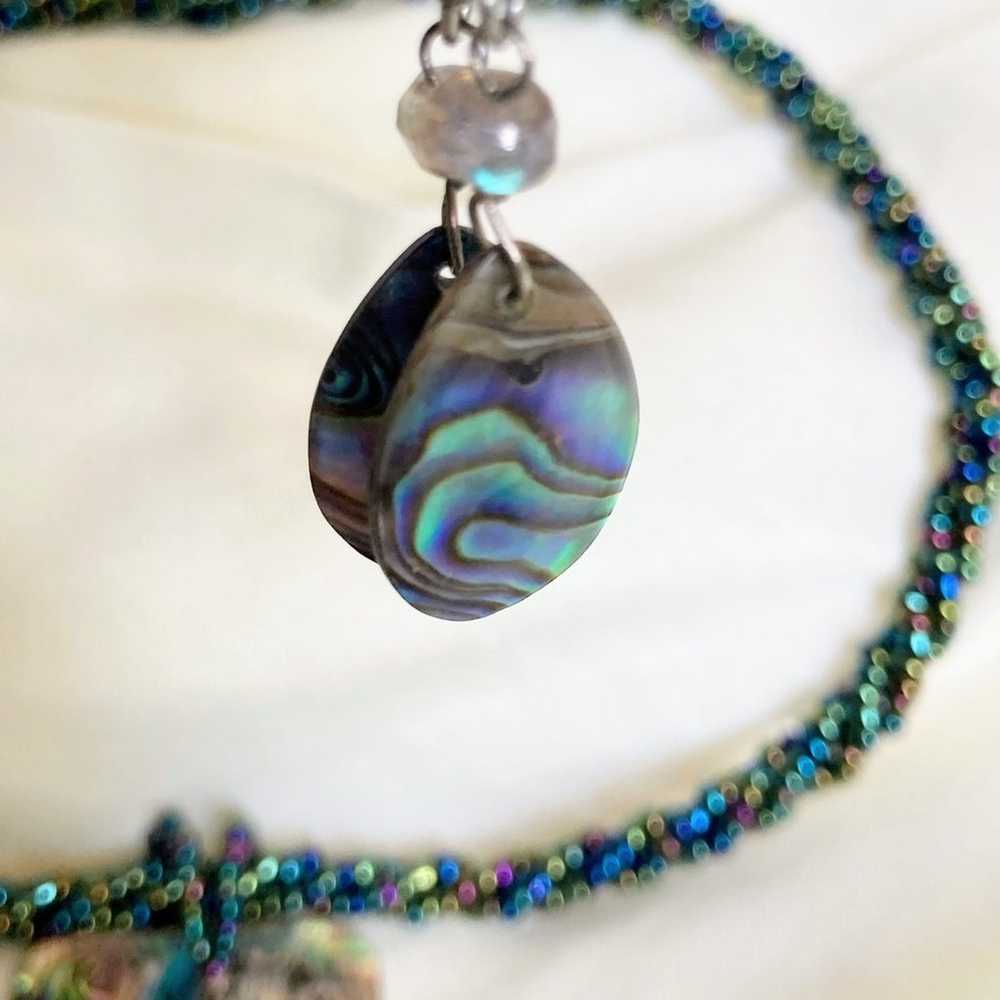 Abalone Shell Pendant Necklace & Abalone Earrings - image 6