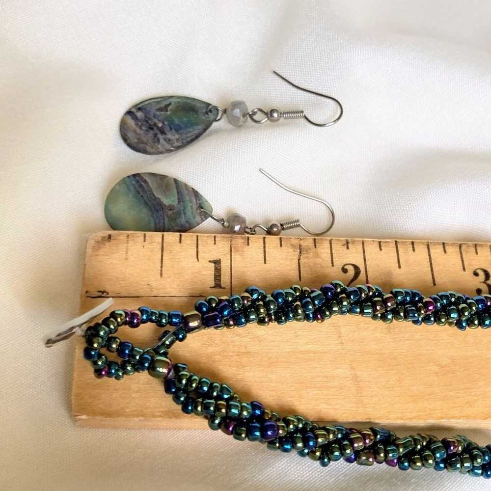 Abalone Shell Pendant Necklace & Abalone Earrings - image 8