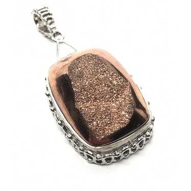 Vintage Sterling Silver 925 Pendant India Druzy - image 1