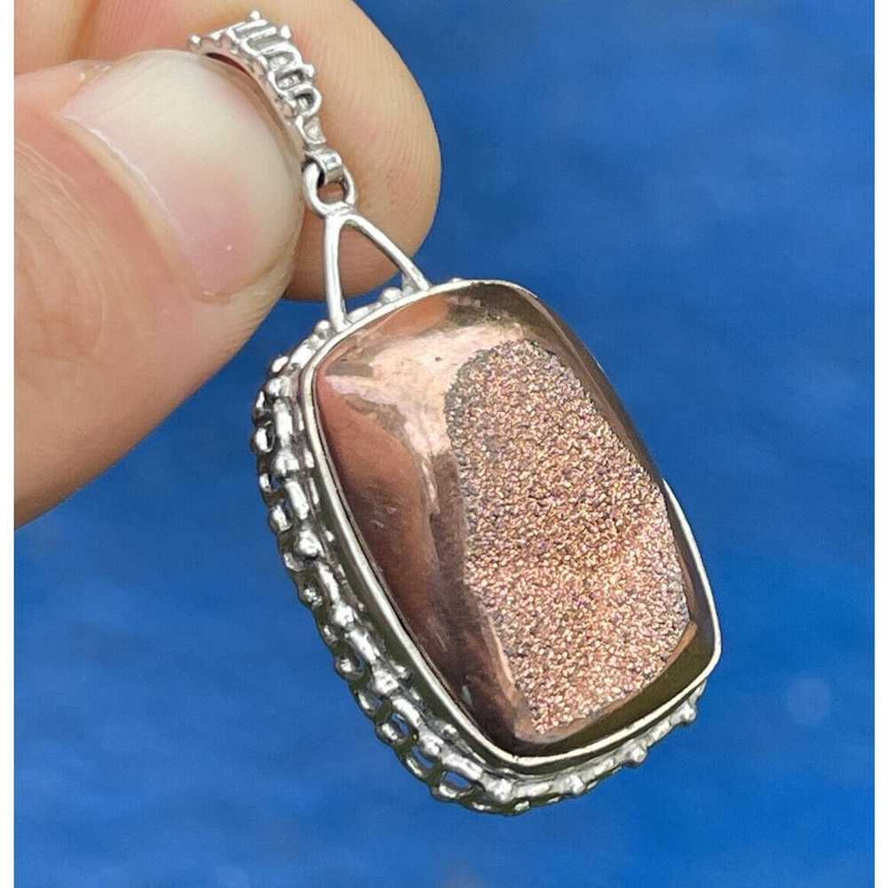 Vintage Sterling Silver 925 Pendant India Druzy - image 2