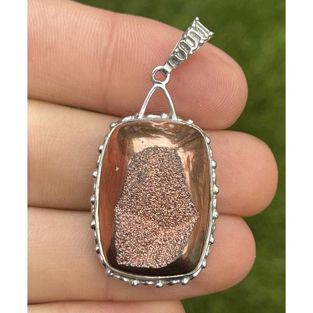 Vintage Sterling Silver 925 Pendant India Druzy - image 9