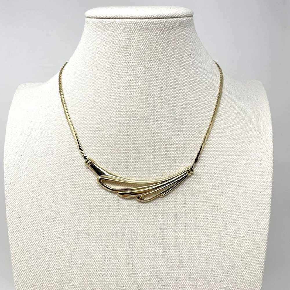 Trifari Vintage Gold Tone Abstract Necklace Women… - image 1