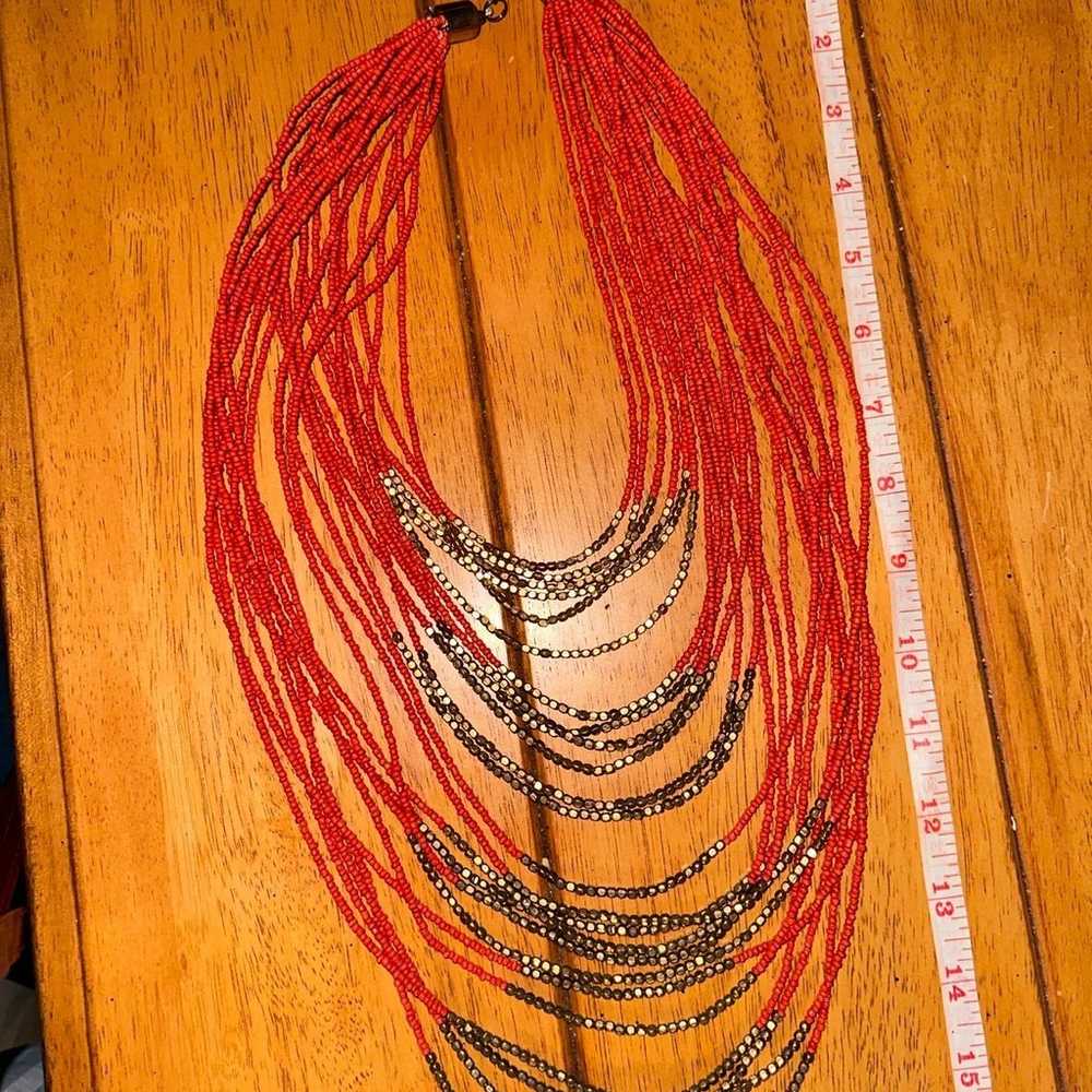 Vintage African Multi-Strand Bead Necklace the br… - image 1