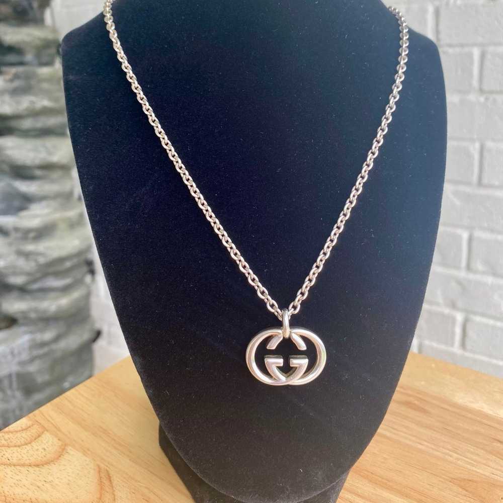 Gucci Sterling Silver Interlocking GG Pendant - image 1