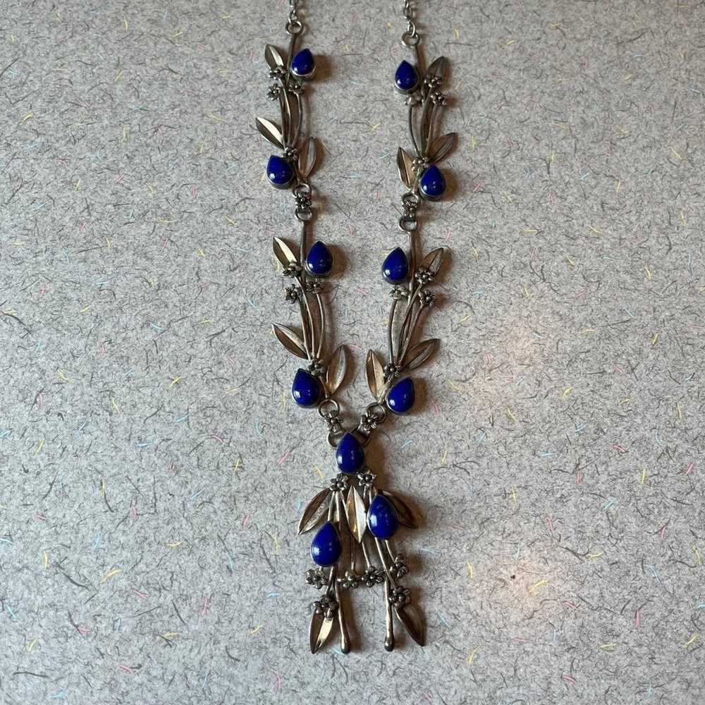 Navajo lapis and sterling silver necklace - image 2