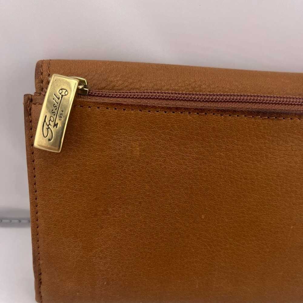 Vintage Fossil Women's Brown Leather Trifold Clut… - image 8