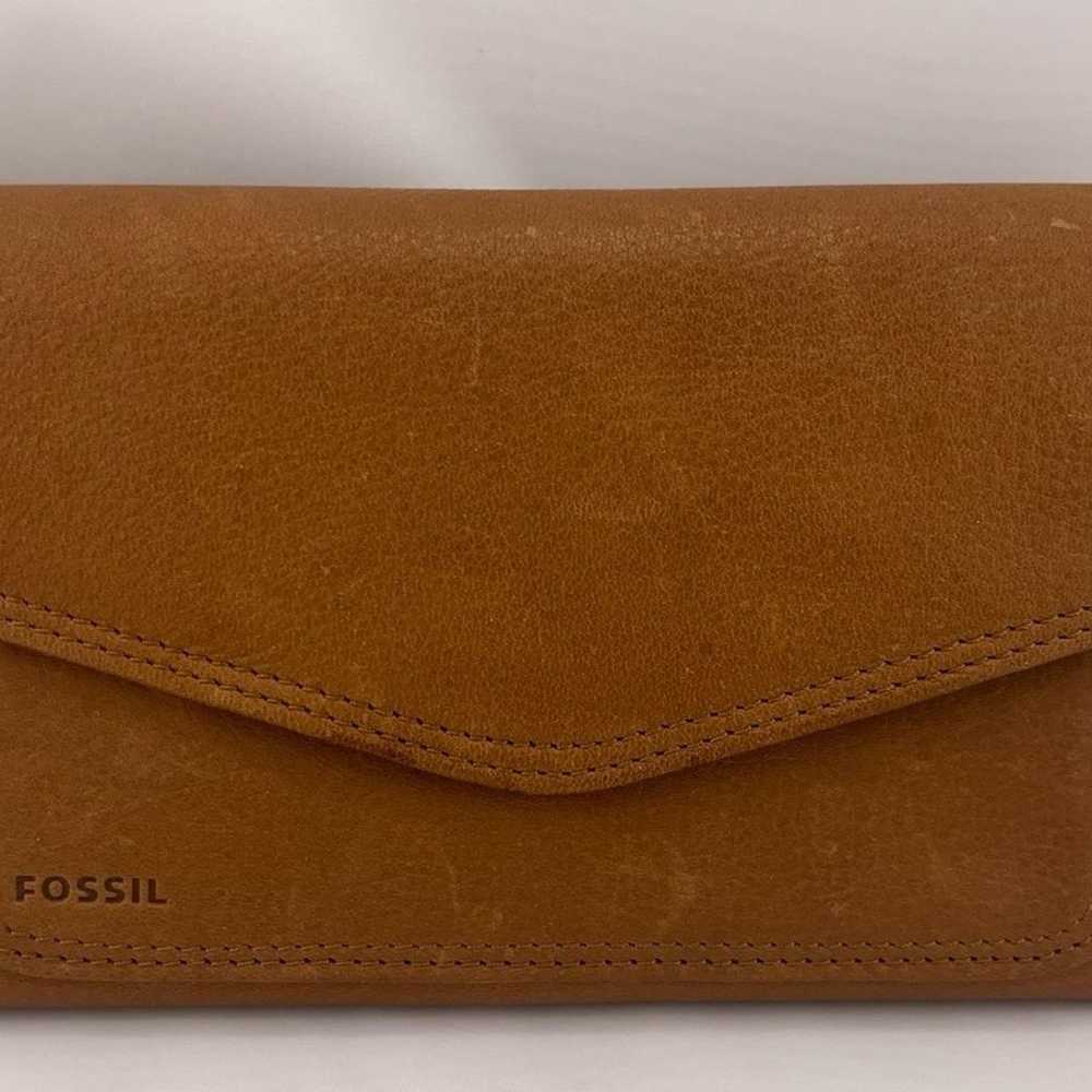 Vintage Fossil Women's Brown Leather Trifold Clut… - image 9