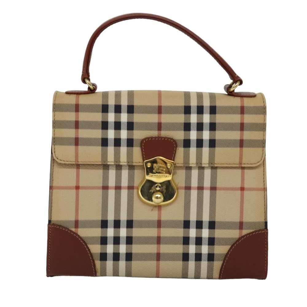 Burberry Nova Check Beige Canvas Handbag (Pre-Own… - image 1