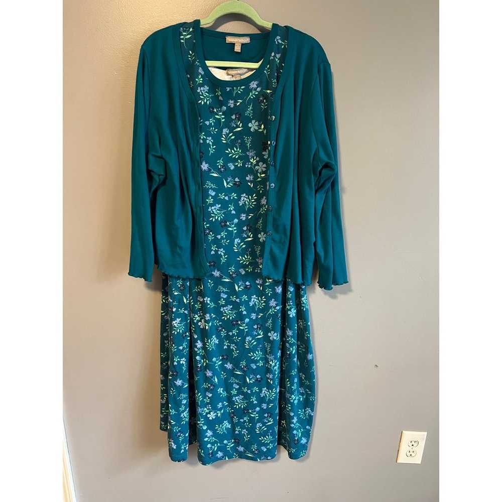 Vintage Plus Size Dress and Cardigan Set - image 1