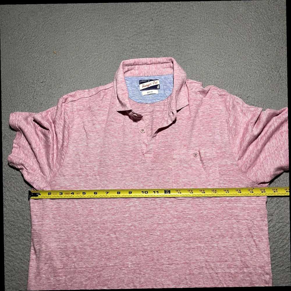 Vintage Mens Preppy Pink Linen Blend Polo Shirt w… - image 4