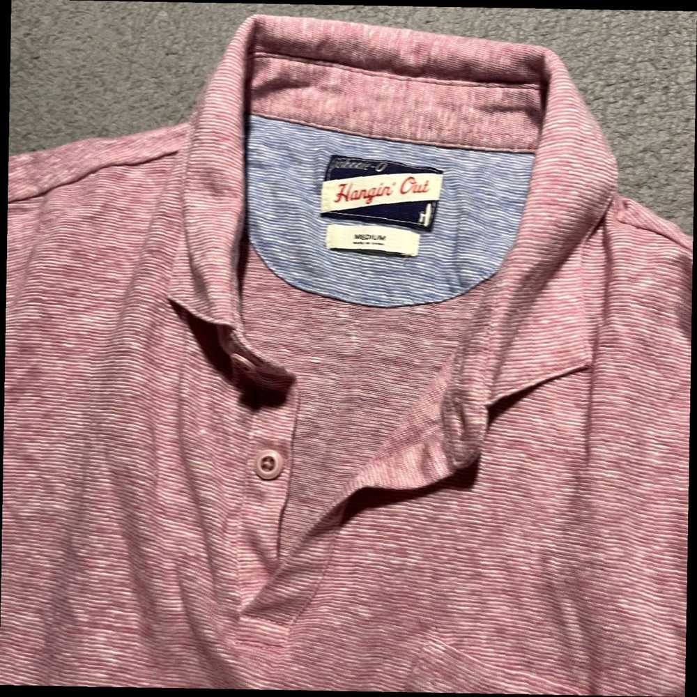 Vintage Mens Preppy Pink Linen Blend Polo Shirt w… - image 6