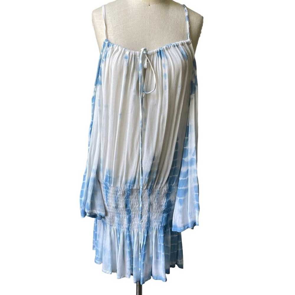 Vintage Havana Blue White Cold Shoulder Dress - image 2