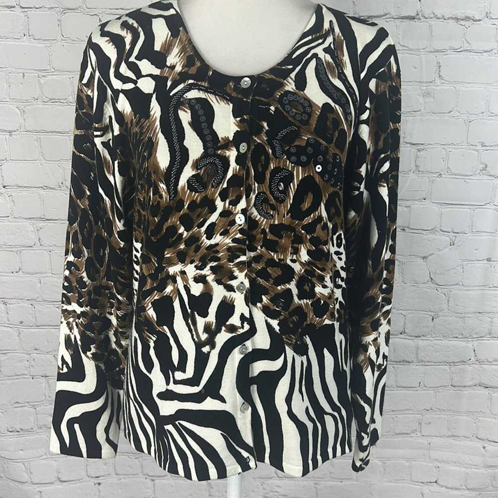 Pierri New York | Animal Print Cardigan | Sequins… - image 1