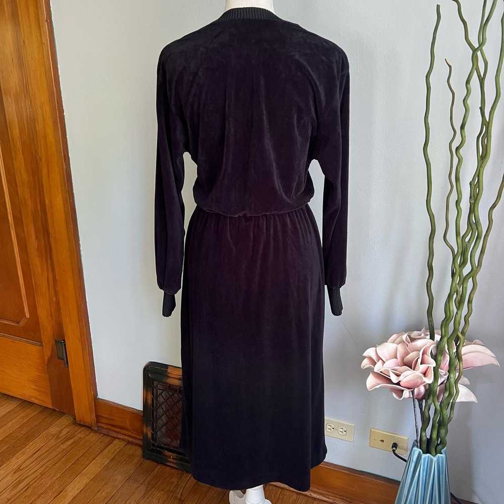 Trolley Car Velour Dress Long Sleeve V Neck Size … - image 2