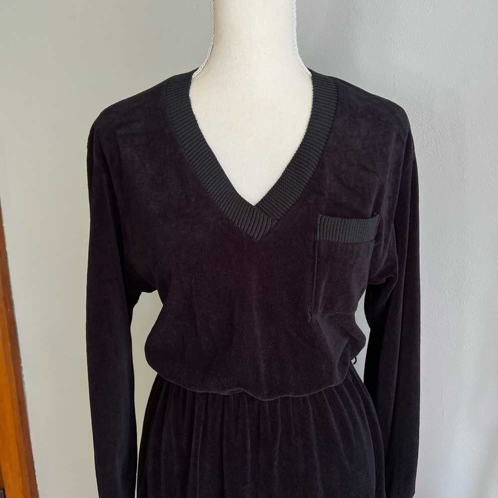 Trolley Car Velour Dress Long Sleeve V Neck Size … - image 4