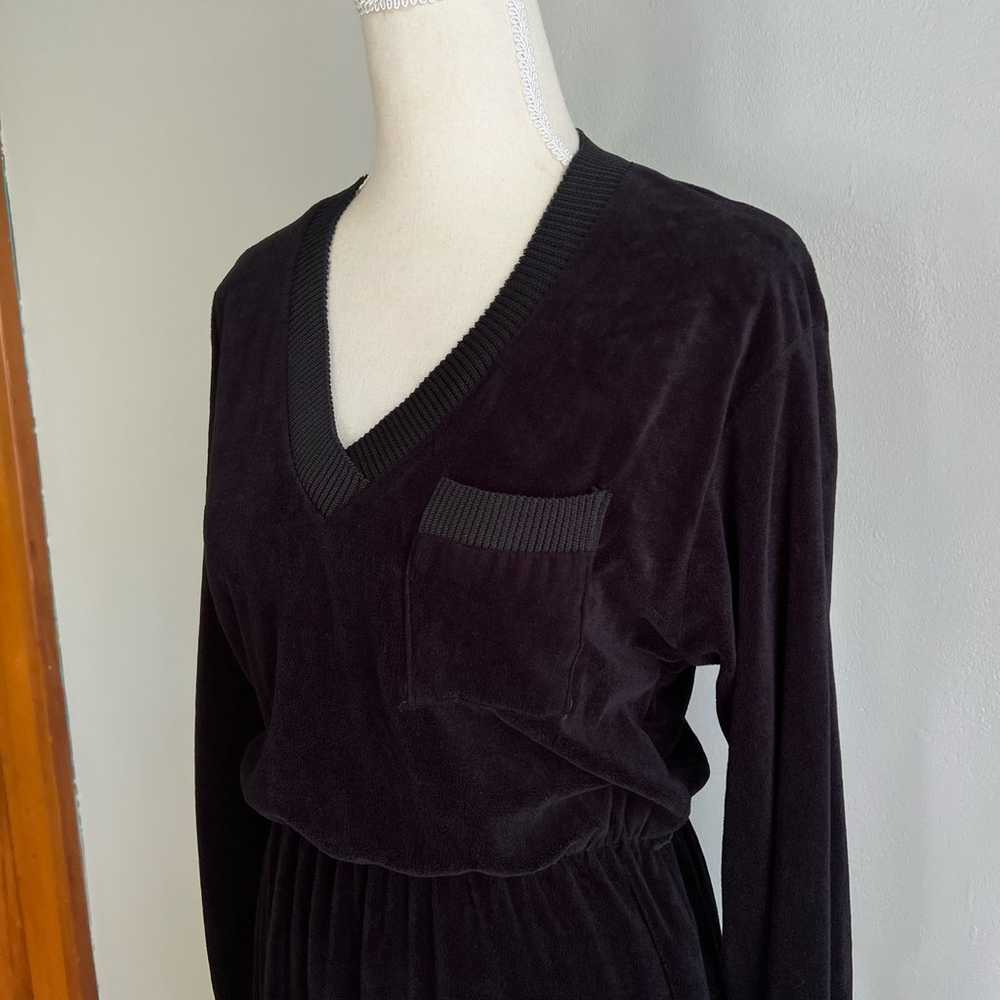 Trolley Car Velour Dress Long Sleeve V Neck Size … - image 5