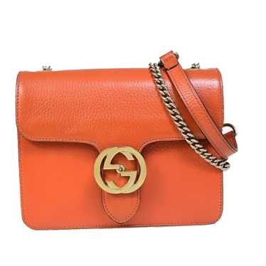 Gucci Interlocking G Orange Leather Shoulder Bag … - image 1