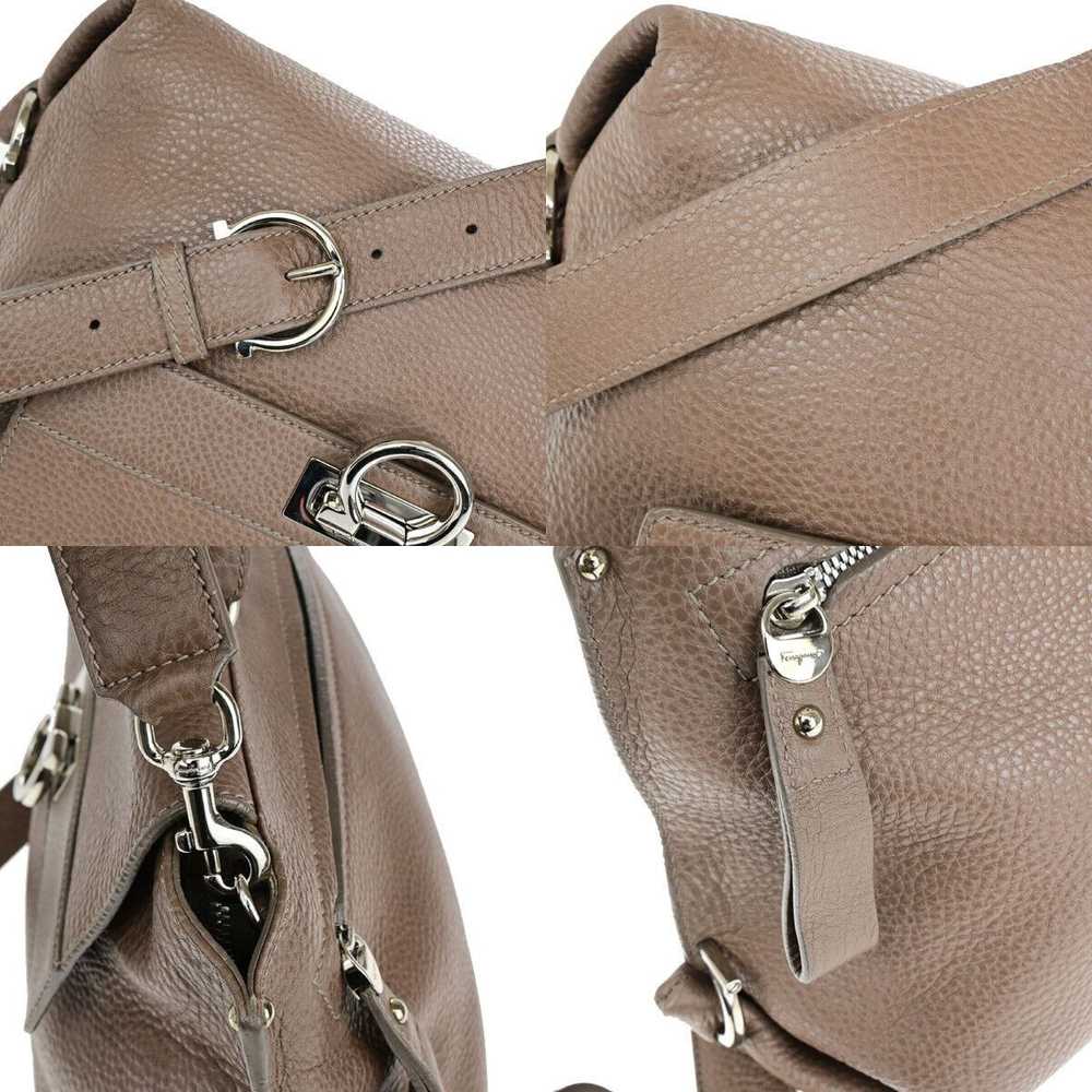 Salvatore Ferragamo Gancini Brown Leather Handbag… - image 10