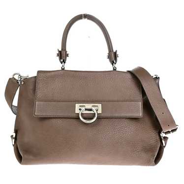 Salvatore Ferragamo Gancini Brown Leather Handbag… - image 1