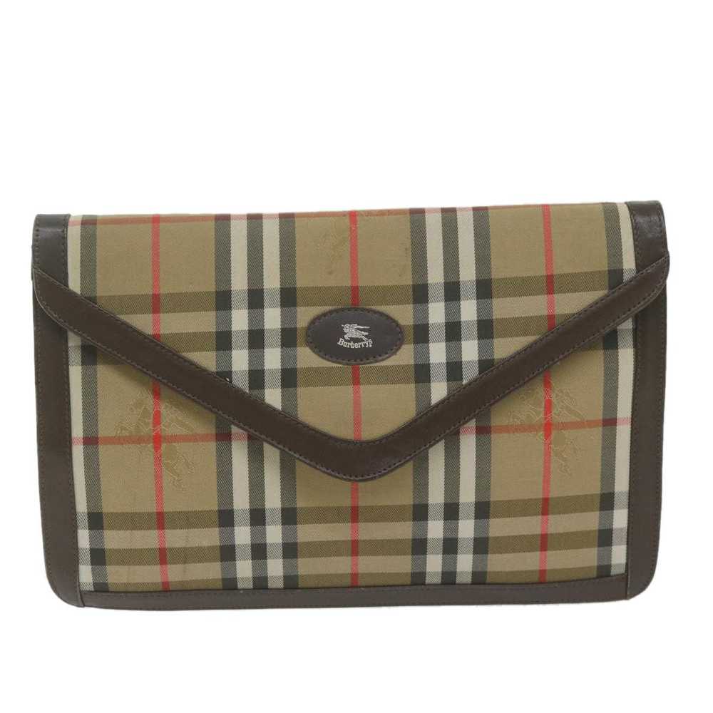 Burberry Nova Check Beige Synthetic Clutch Bag (P… - image 1