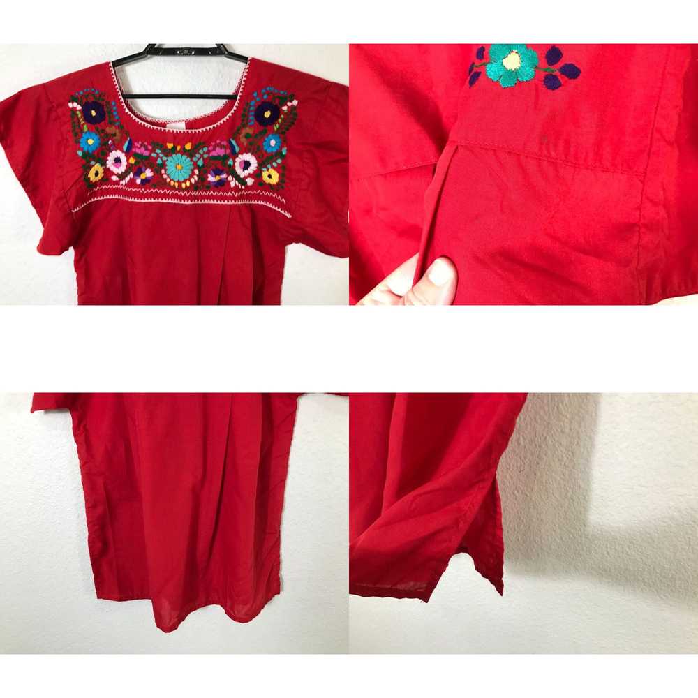 Vintage Mexican Embroidered Peasant Top Womens Me… - image 4