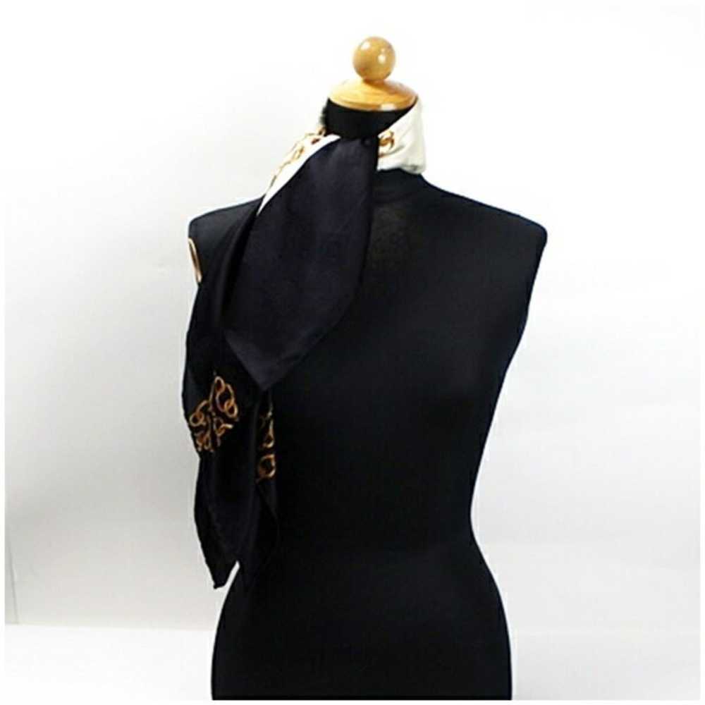 Chanel CHANEL Silk Scarf Muffler Pattern Black x … - image 3