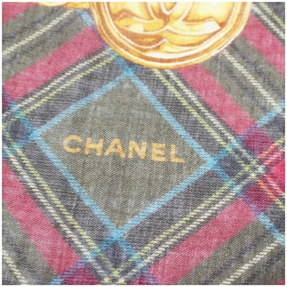 Chanel CHANEL Silk x Cashmere Scarf Muffler Check… - image 5