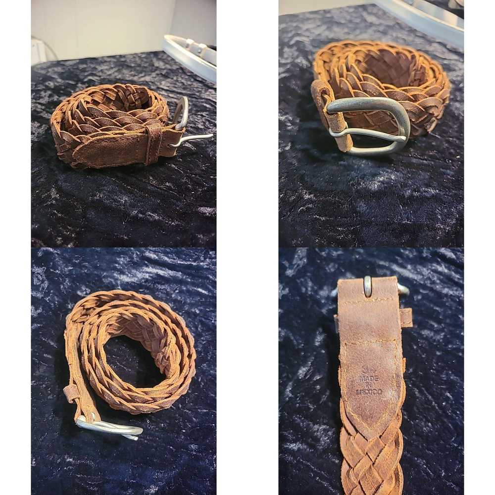 Vintage Vintage Genuine Leather Braided Belt Mens… - image 4